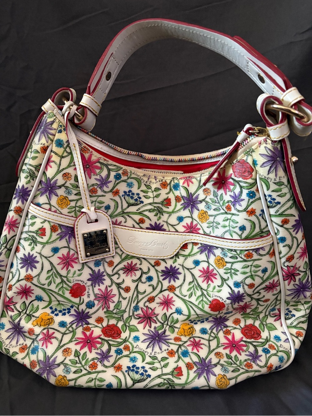 Dooney & Bourke White Floral Embroidered Shoulder Bag